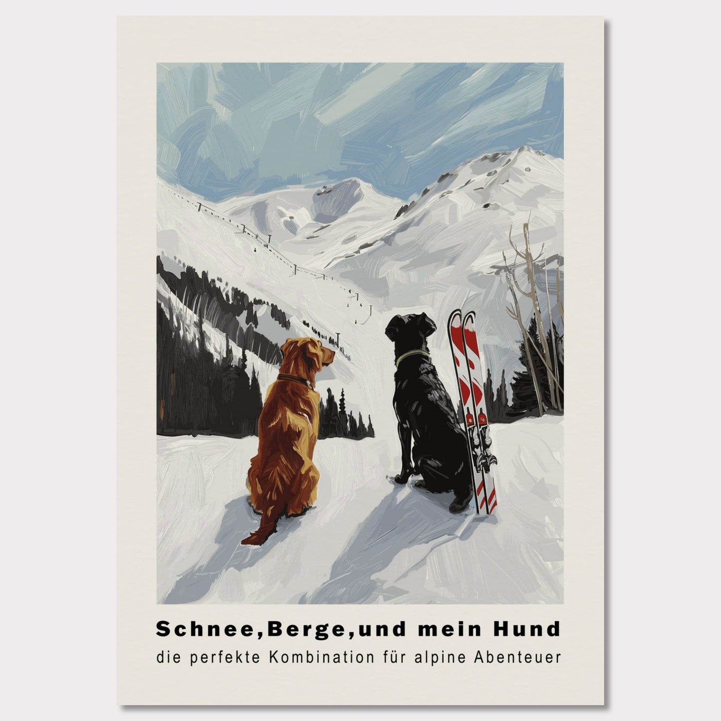 Poster titled 'Snow. Mountains And my dog Poster' from ArtDarts