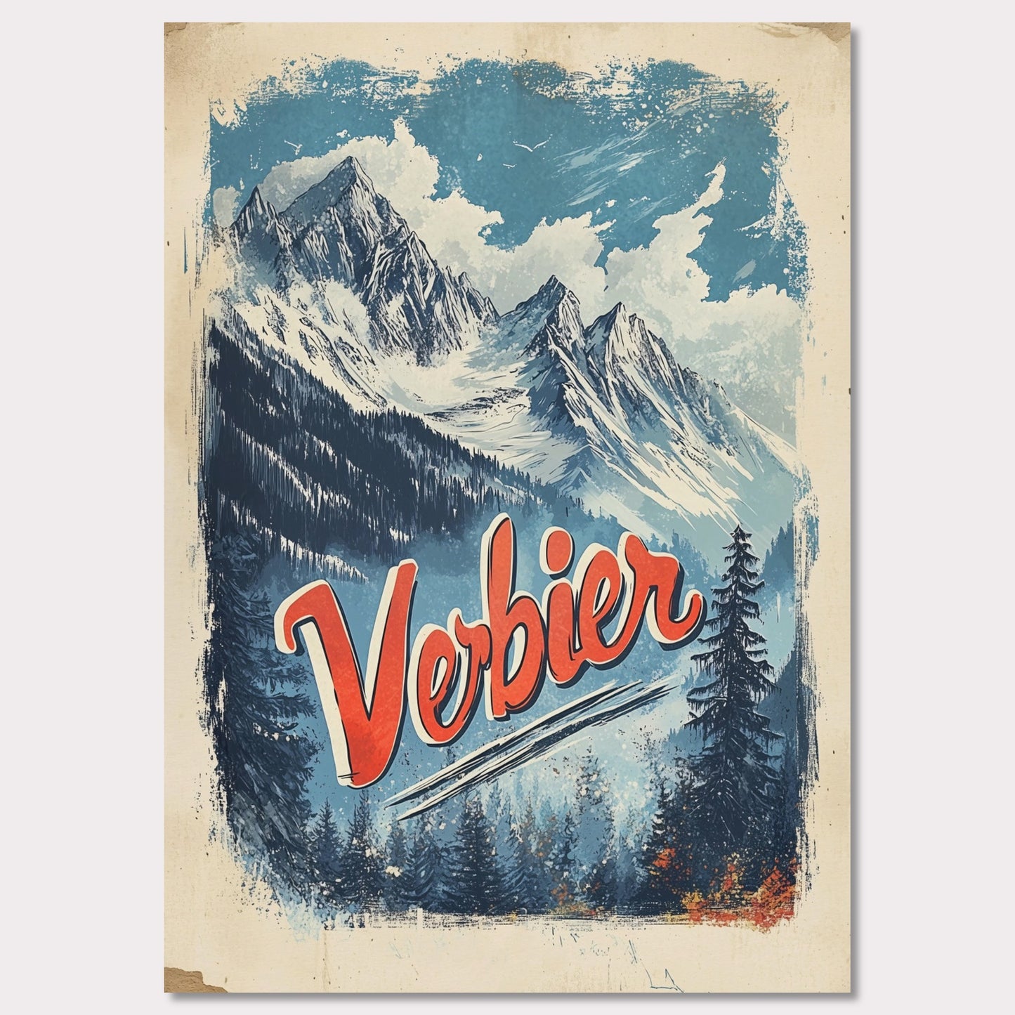 Poster titled 'Verbier - Majestic Peaks' from ArtDarts