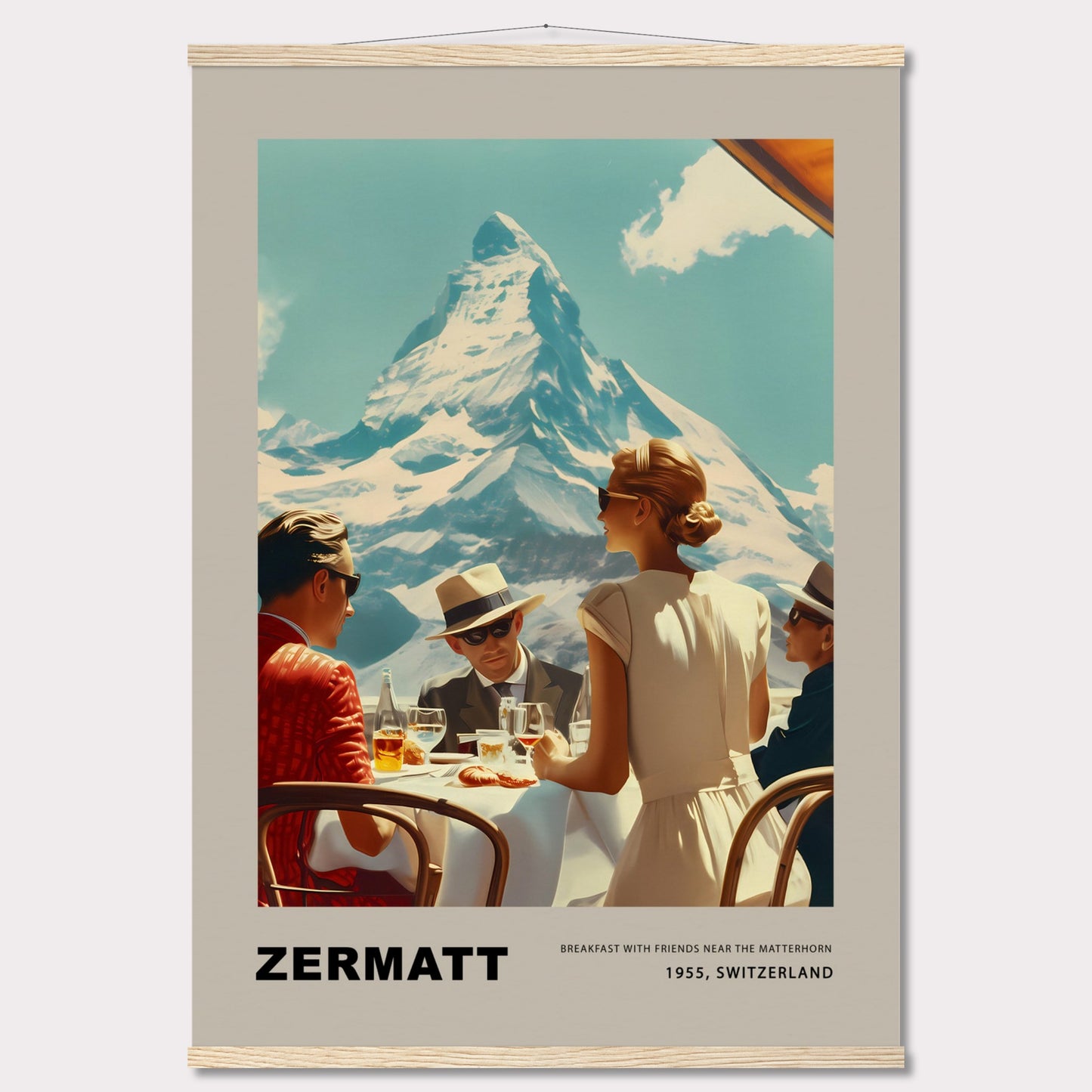 Poster titled 'Breakfast in Zermatt with Hanger' from ArtDarts