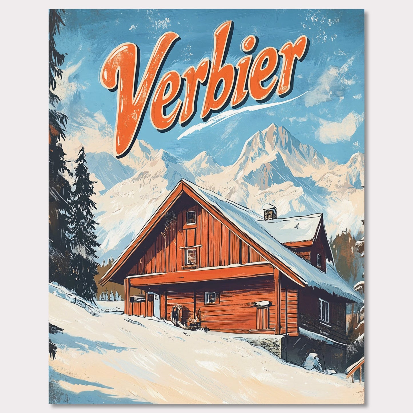 Poster titled 'Verbier - Mountain Chalet' from ArtDarts