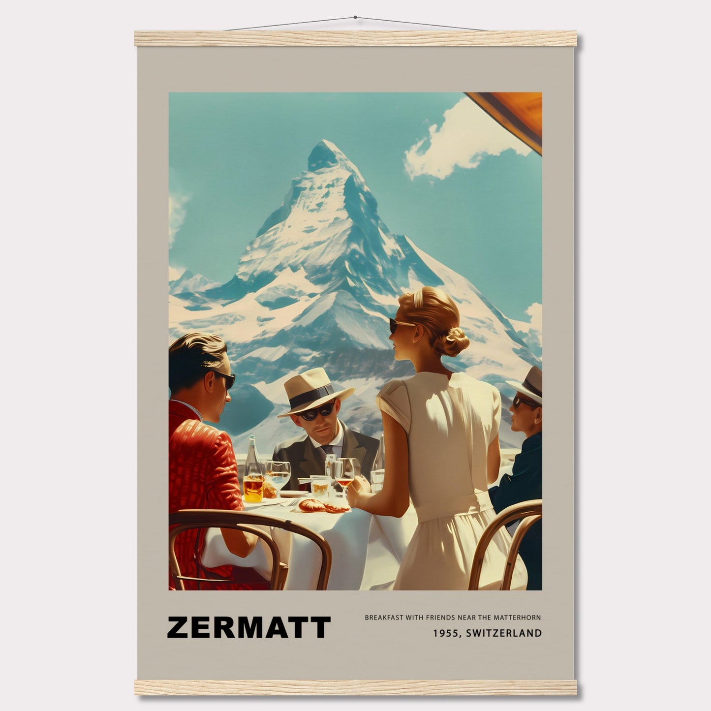 Poster titled 'Breakfast in Zermatt with Hanger' from ArtDarts