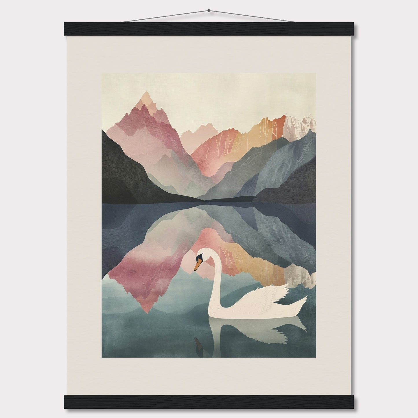 Poster titled 'White Swan on the Lake Geneva with Hanger' from ArtDarts