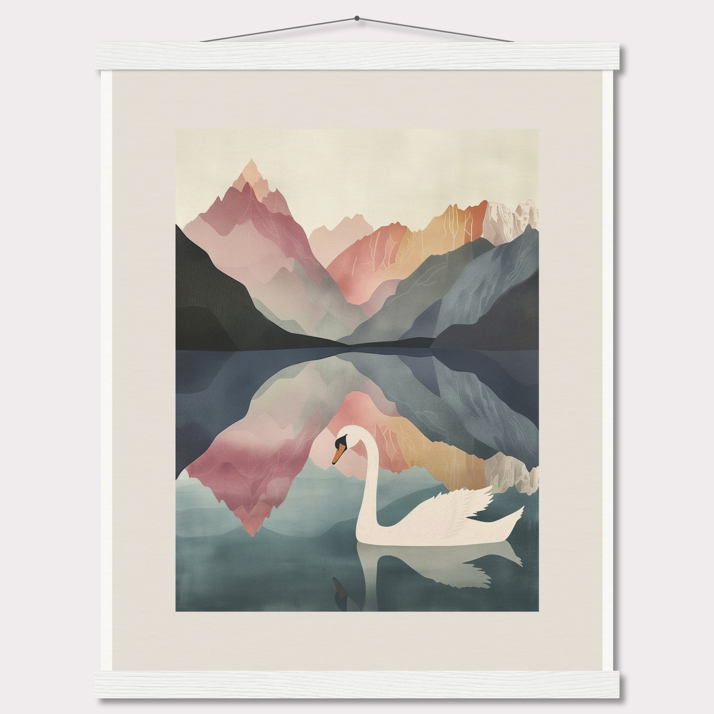 Poster titled 'White Swan on the Lake Geneva with Hanger' from ArtDarts