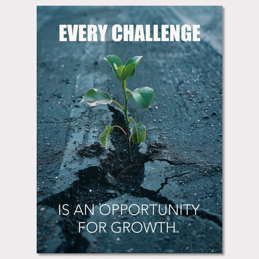 Poster titled 'Every challenge is an opportunity for growth' from ArtDarts