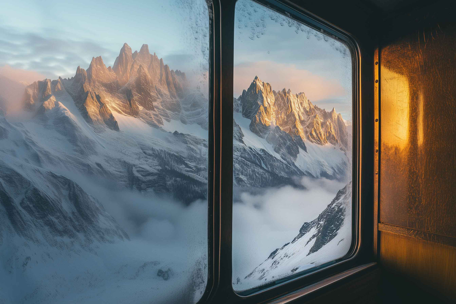 A signature series: scenes viewed through windows. Light, space, quiet moments — a pause between inside and out.  Keywords: window, view, indoor, nostalgia, quiet, glass, frame, sunlight, shadow, golden hour