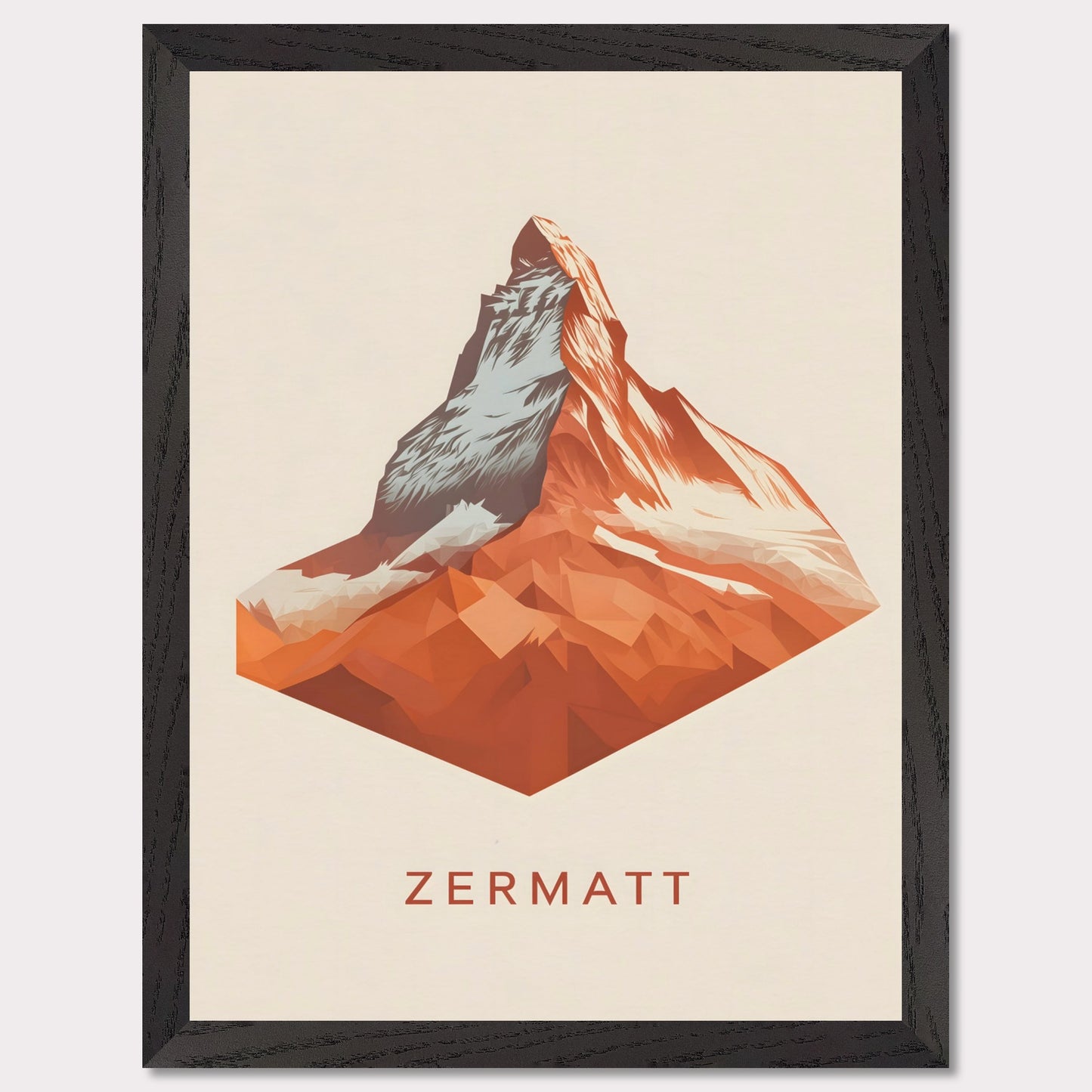 It is a bold, minimalist depiction of the legendary Matterhorn. The sharp, geometric design enhances the mountain’s striking silhouette, making it a powerful statement piece.