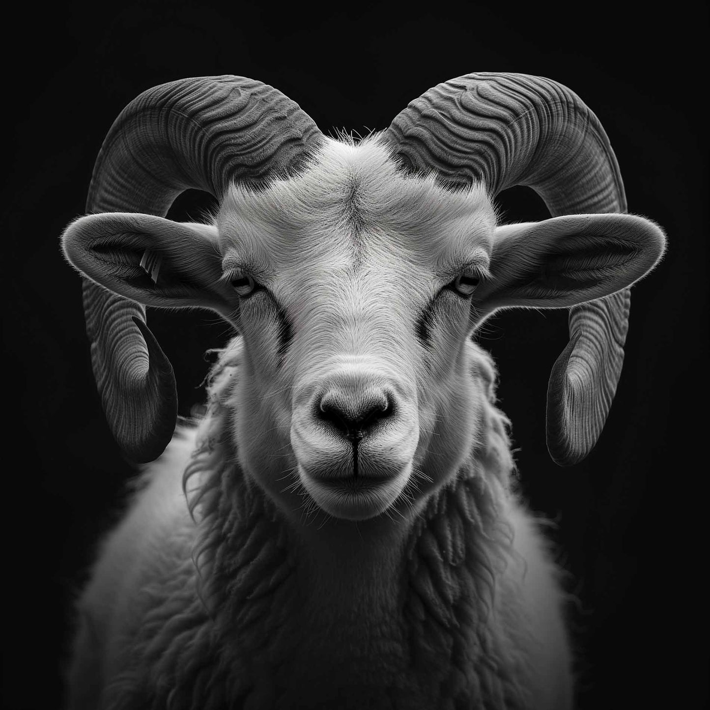 Black and white portrait of a ram Poster.