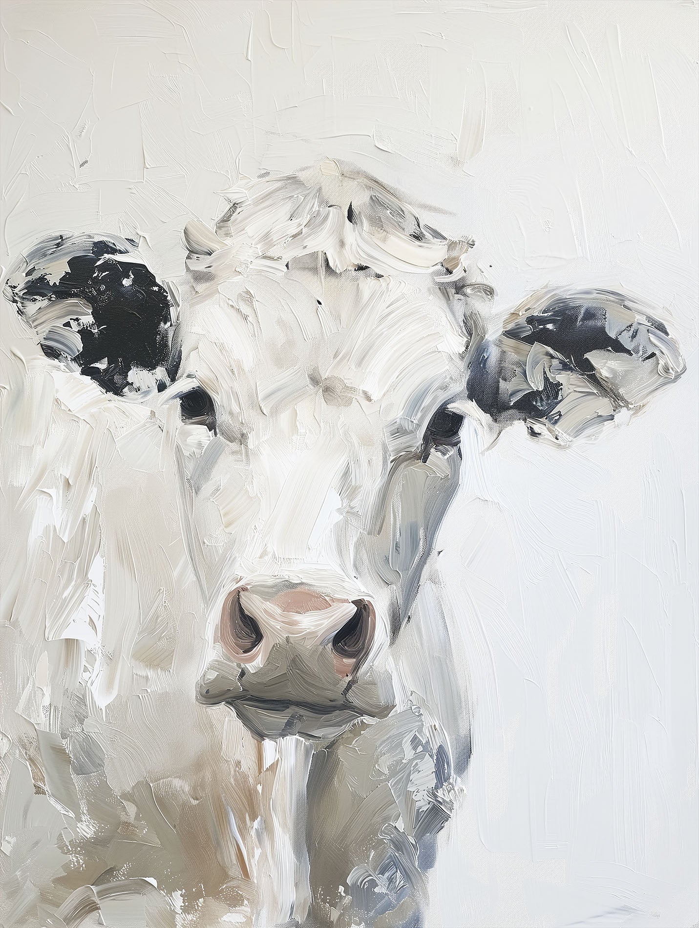 White Cow Oil Painting Poster