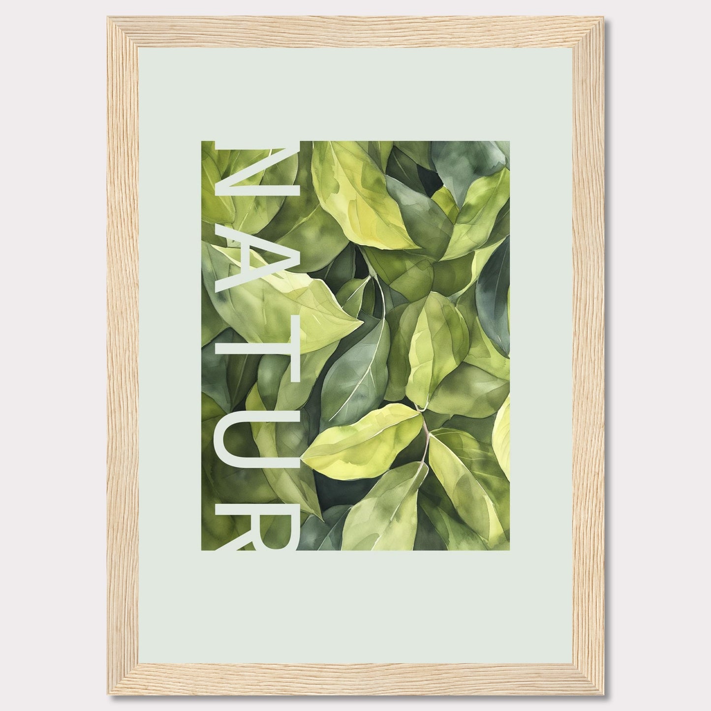 29d590cd-ddThis beautiful framed artwork showcases a lush, green foliage design with the word "NATUR" elegantly integrated into the composition. The vibrant leaves create a refreshing and calming visual experience.b9-4b39-9003-b8768f3e79dc