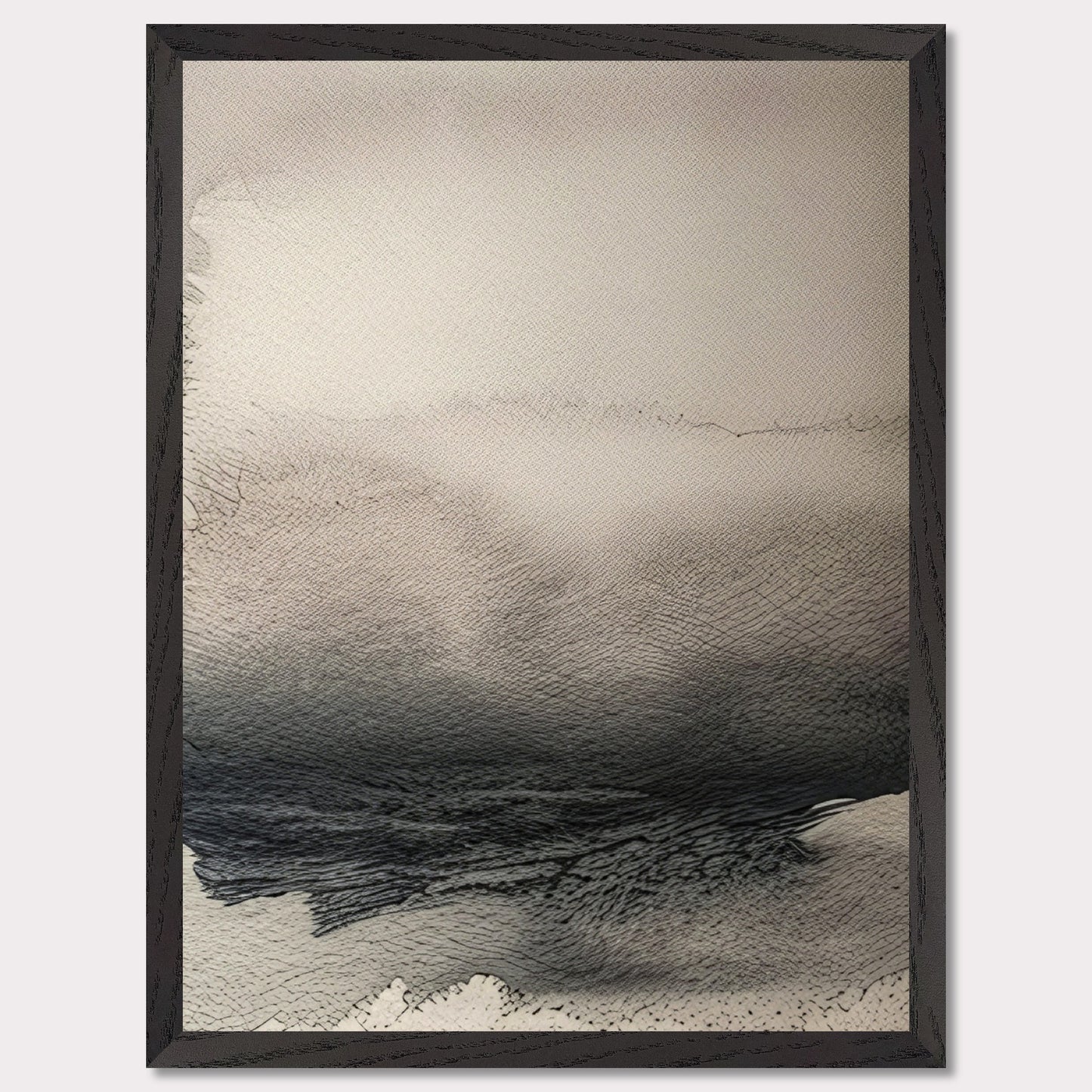 This image features an abstract artwork with a gradient of soft beige and dark black tones. The texture appears to be intricate, resembling natural patterns like waves or sand dunes.