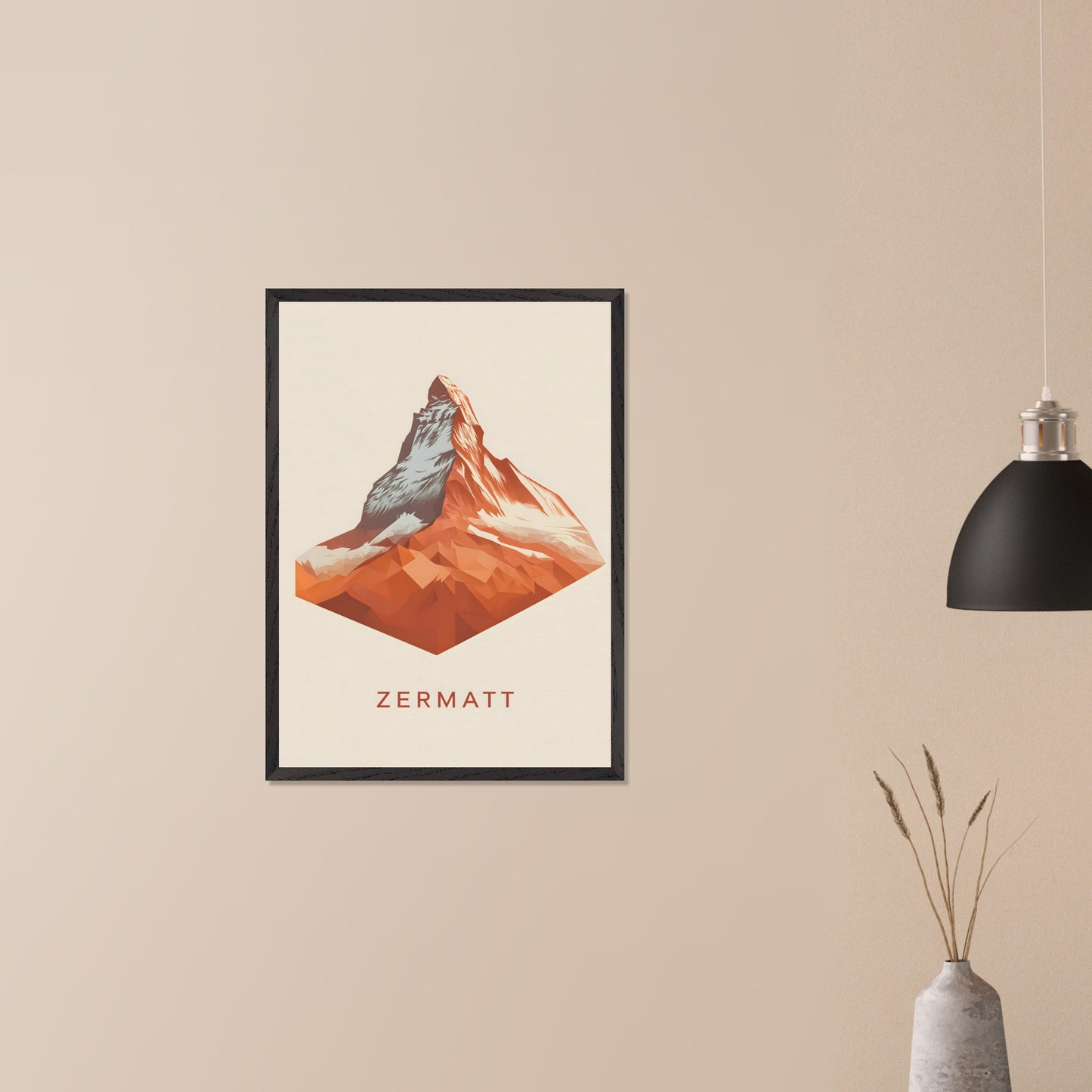 It is a bold, minimalist depiction of the legendary Matterhorn. The sharp, geometric design enhances the mountain’s striking silhouette, making it a powerful statement piece.