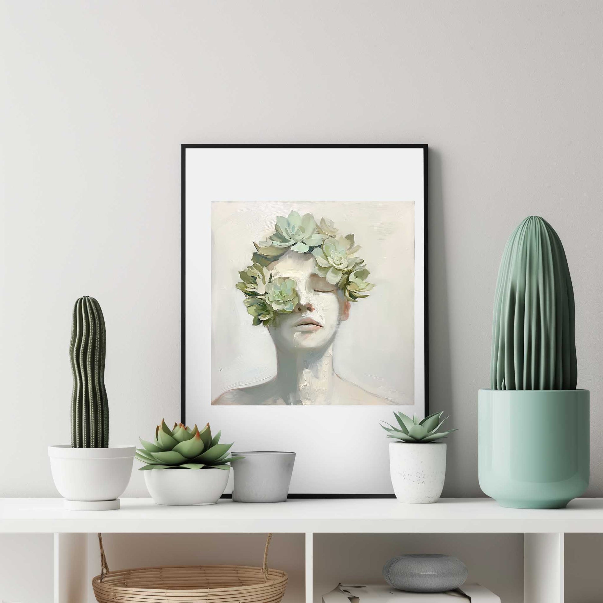 Ceramic Guy with Succulents Poster - ArtDarts poster