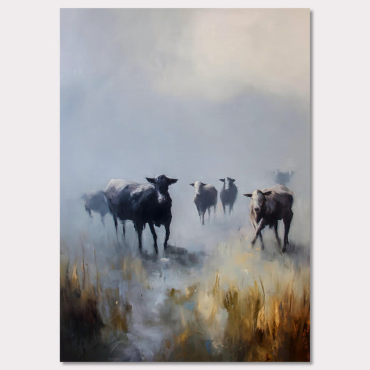 Poster titled 'Cattle in the Fog, Alpine Moor' from ArtDarts
