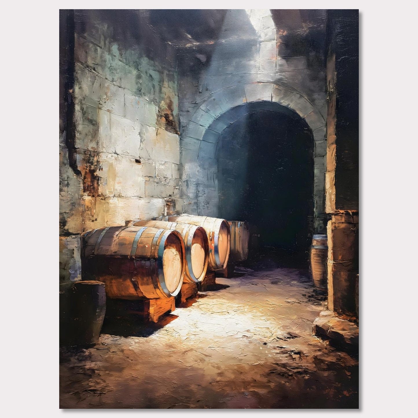 Poster titled 'Barrels Below, Alpine Cellar' from ArtDarts