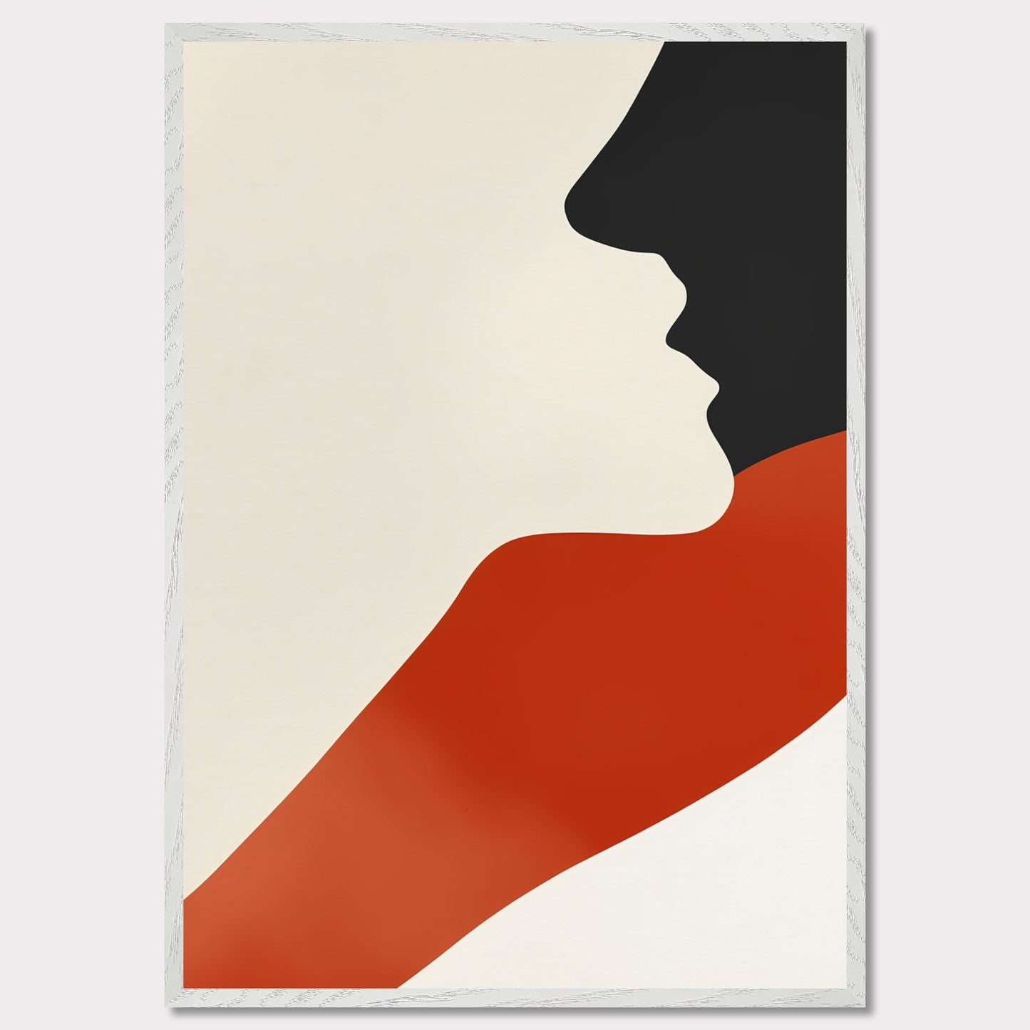 This abstract poster presents a harmonious blend of a human face and a wave of color. The simplicity of forms and contrasting colors evoke a sense of warmth and comfort, making it a perfect addition to modern interiors.