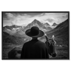 Alpine Companion and Donkey – Alu-Dibond wall art featuring a human and donkey in a serene alpine landscape.