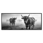 Alpine Cow Watch – Alu-Dibond wall art featuring alpine cows in a misty mountain field.