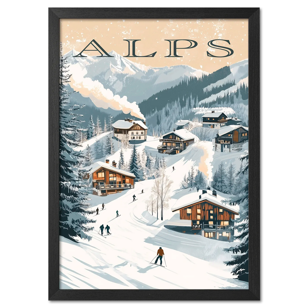 Alpes - Aventure dans une station de ski - Affiche