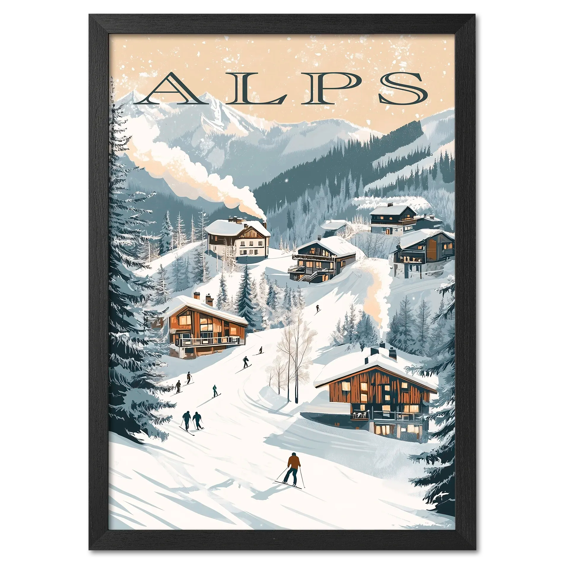 Alpes - Aventure dans une station de ski - Affiche