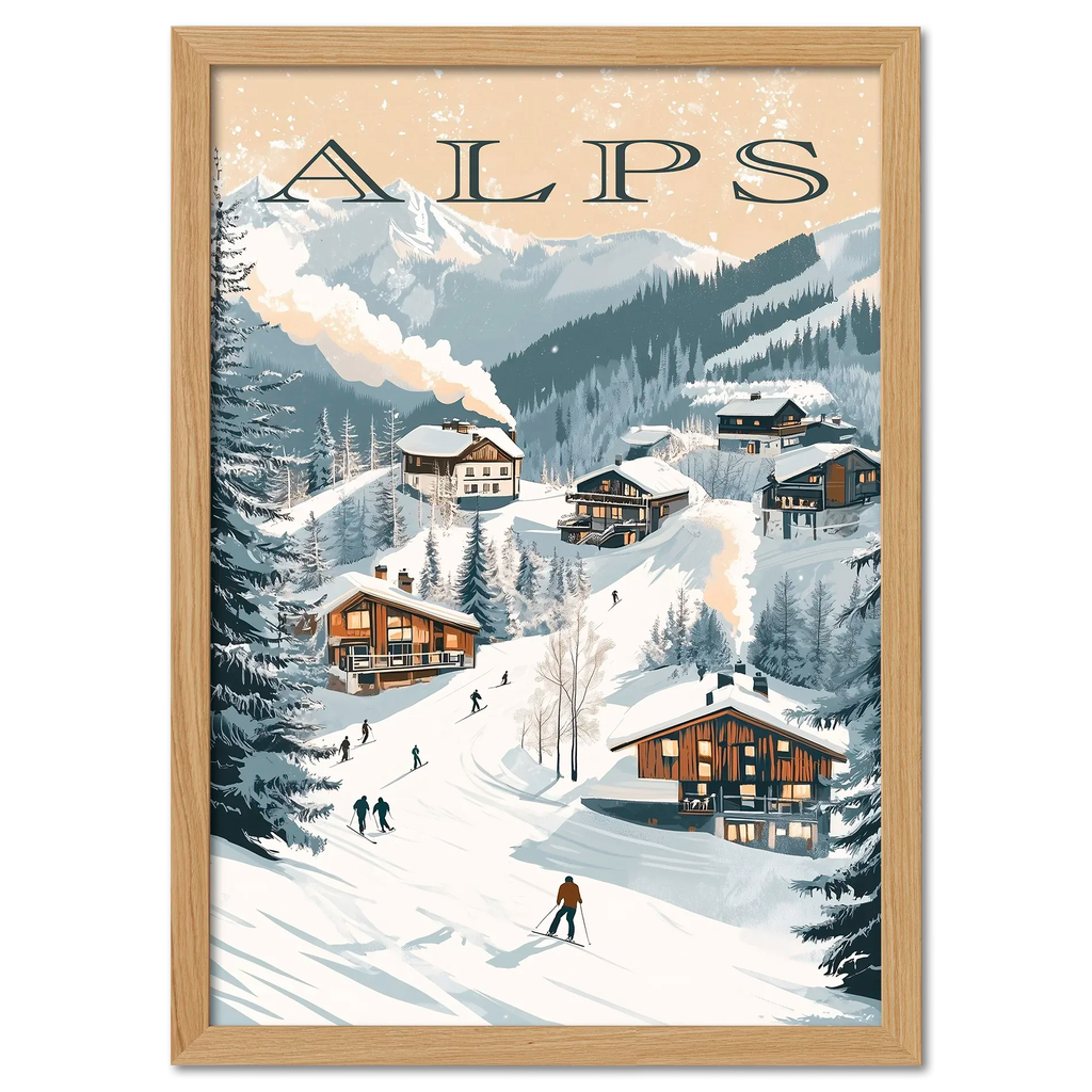 Alpes - Aventure dans une station de ski - Affiche