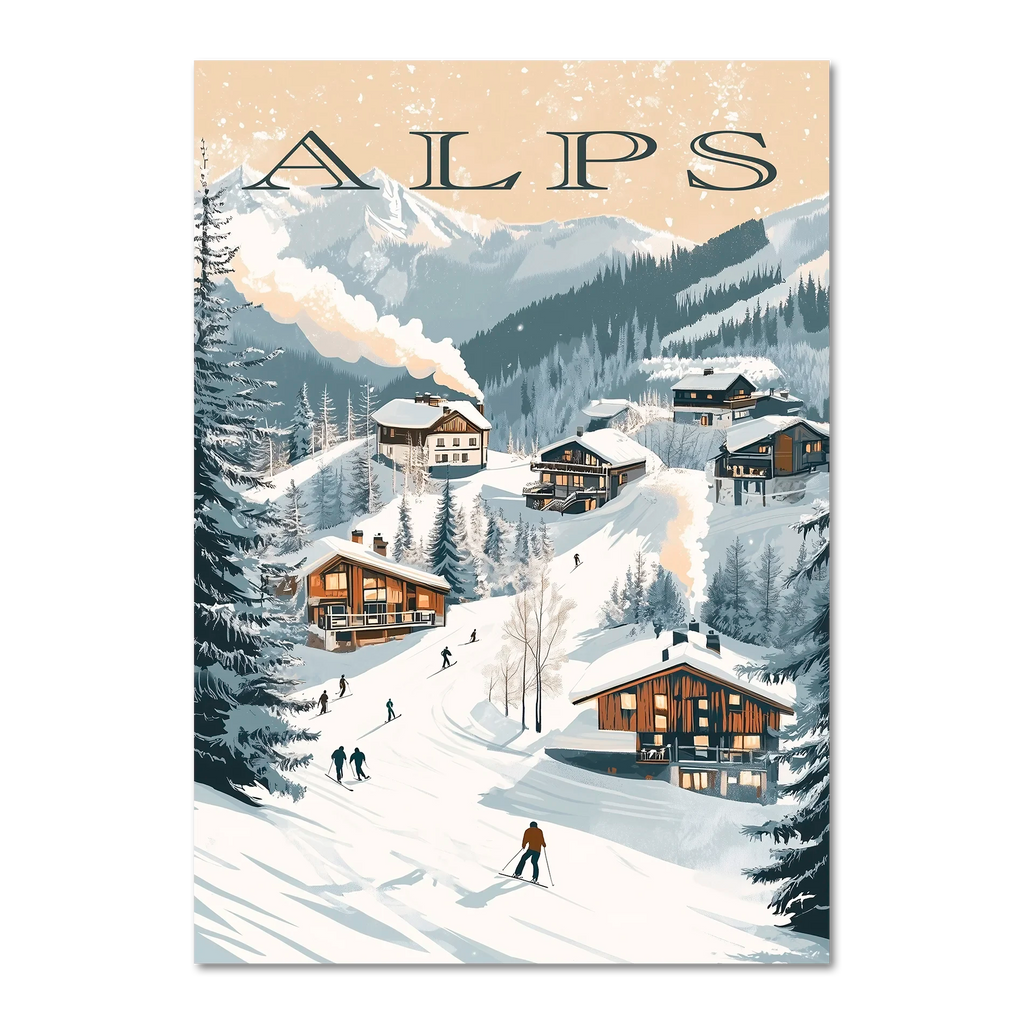Alpes - Aventure dans une station de ski - Affiche