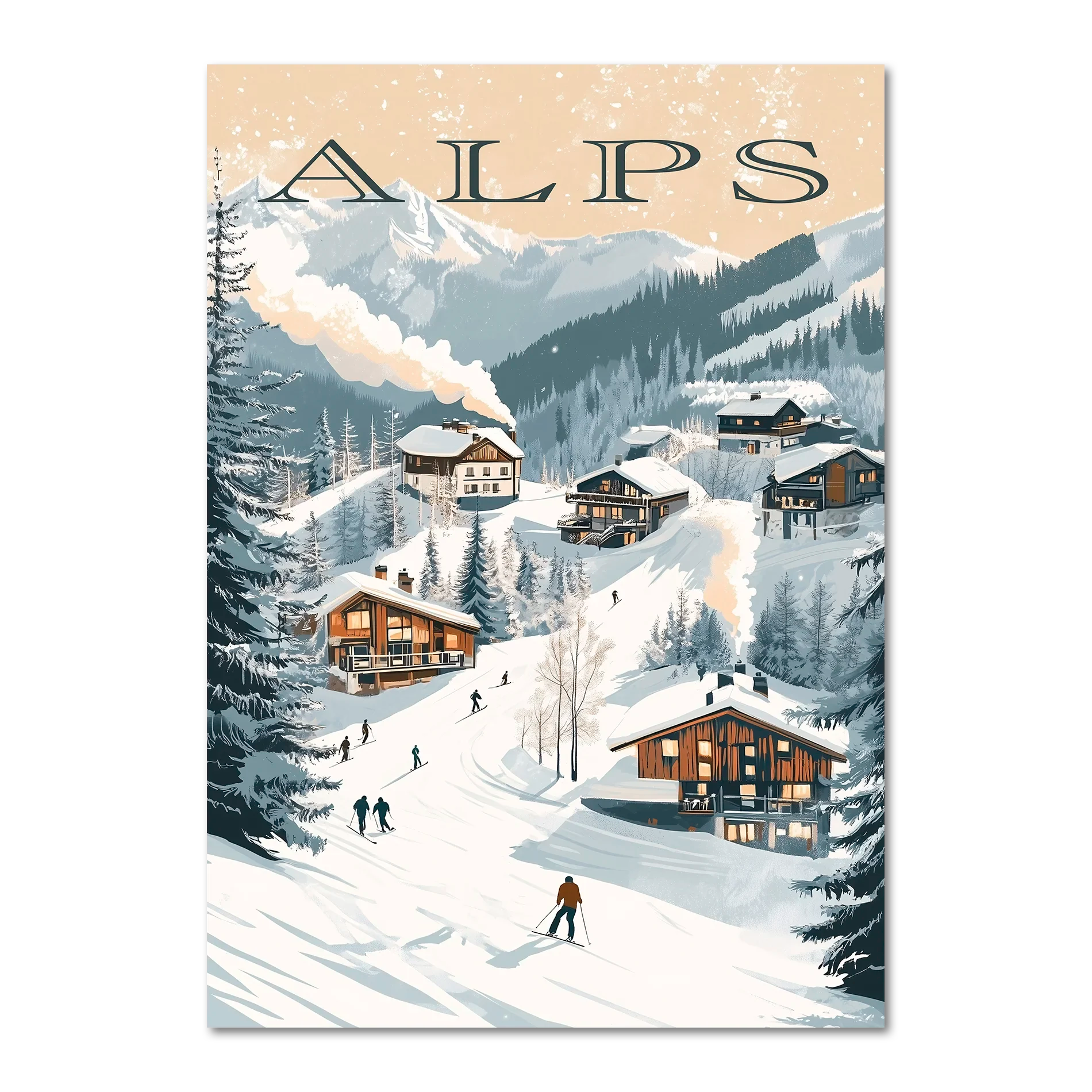 Alpes - Aventure dans une station de ski - Affiche