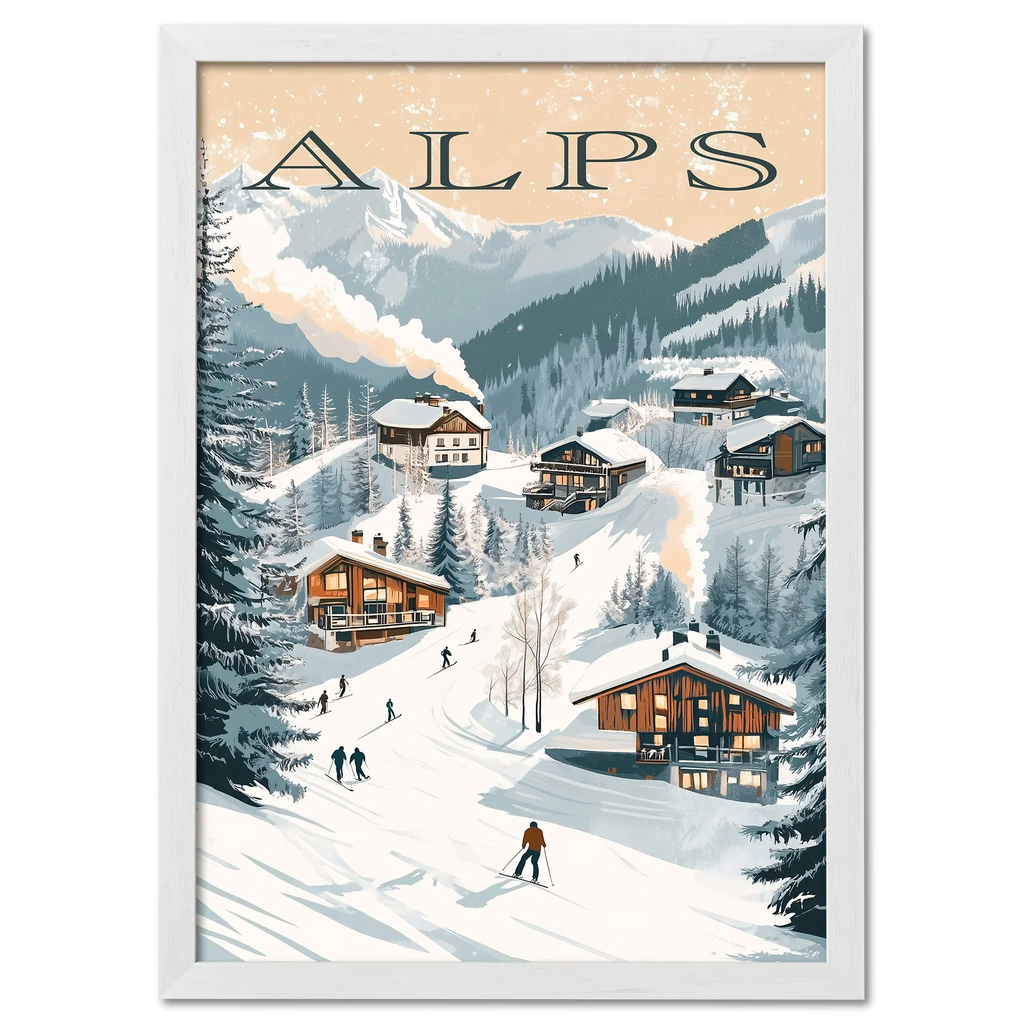 Alpes - Aventure dans une station de ski - Affiche