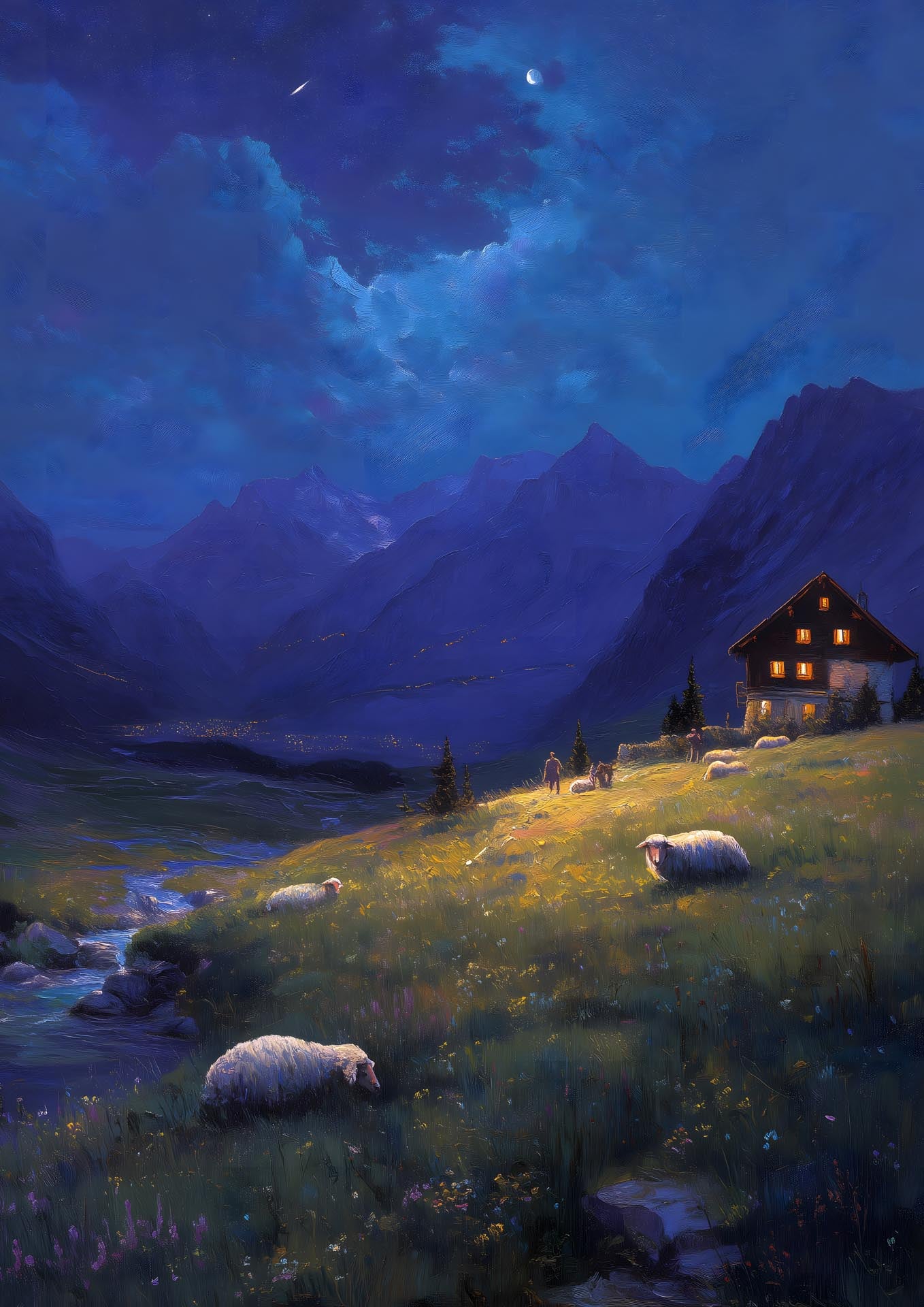 Alps Nightlight - Poster