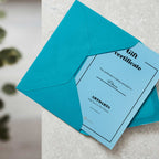 ArtDarts Gift Card - Physical in a blue envelope with a personalized certificate