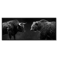 Balance of Power artwork featuring a bull and bear in a black floater frame, symbolizing market tension.