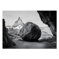 Balance of Stone – Alu-Dibond wall art featuring a massive rock with the Matterhorn in the background.