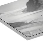 Black Cow Passage – Alu-Dibond wall art highlighting the serene black-and-white image of an Alpine cow.