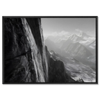Cliff Light – Alu-Dibond wall art showcasing a steep alpine wall and mountain valleys in dramatic light.
