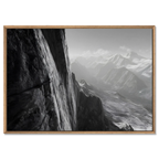 Cliff Light – Alu-Dibond wall art showcasing a dramatic alpine scene with mountains and mist.