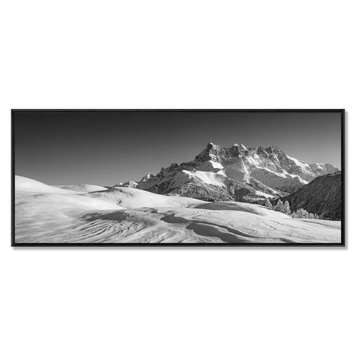 Dents du Midi in Winter – Alu-Dibond wall art showcasing the stunning snowy landscape.