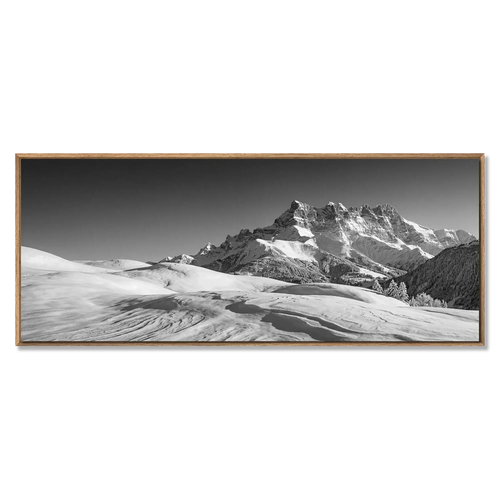Dents du Midi in Winter – Alu-Dibond wall art showcasing a stunning snowy mountain landscape.