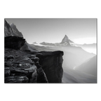 Edge of Silence – Alu-Dibond wall art showcasing the Matterhorn amidst misty Alpine beauty.