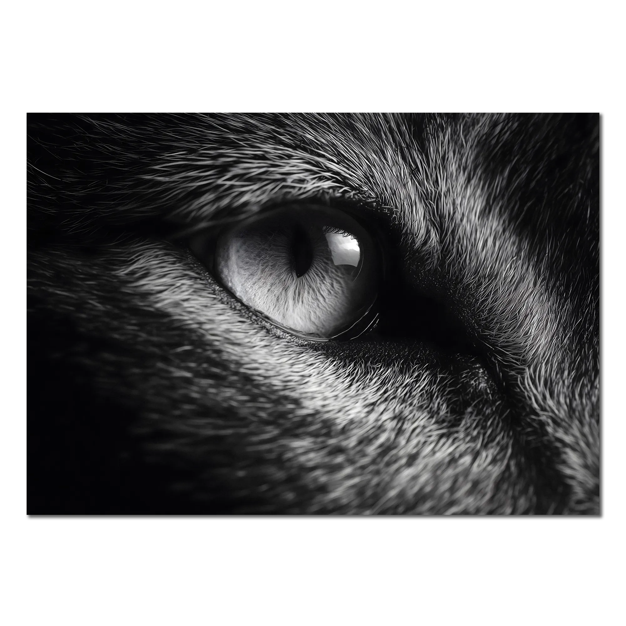 Eye of a Fox – Alu-Dibond wall art capturing detailed fox eye and fur features.