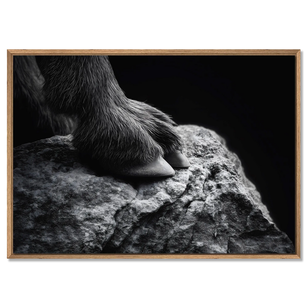 Footing of a Goat – Alu-Dibond wall art featuring a goat's hoof on rugged stone, showcasing details of nature's stability.