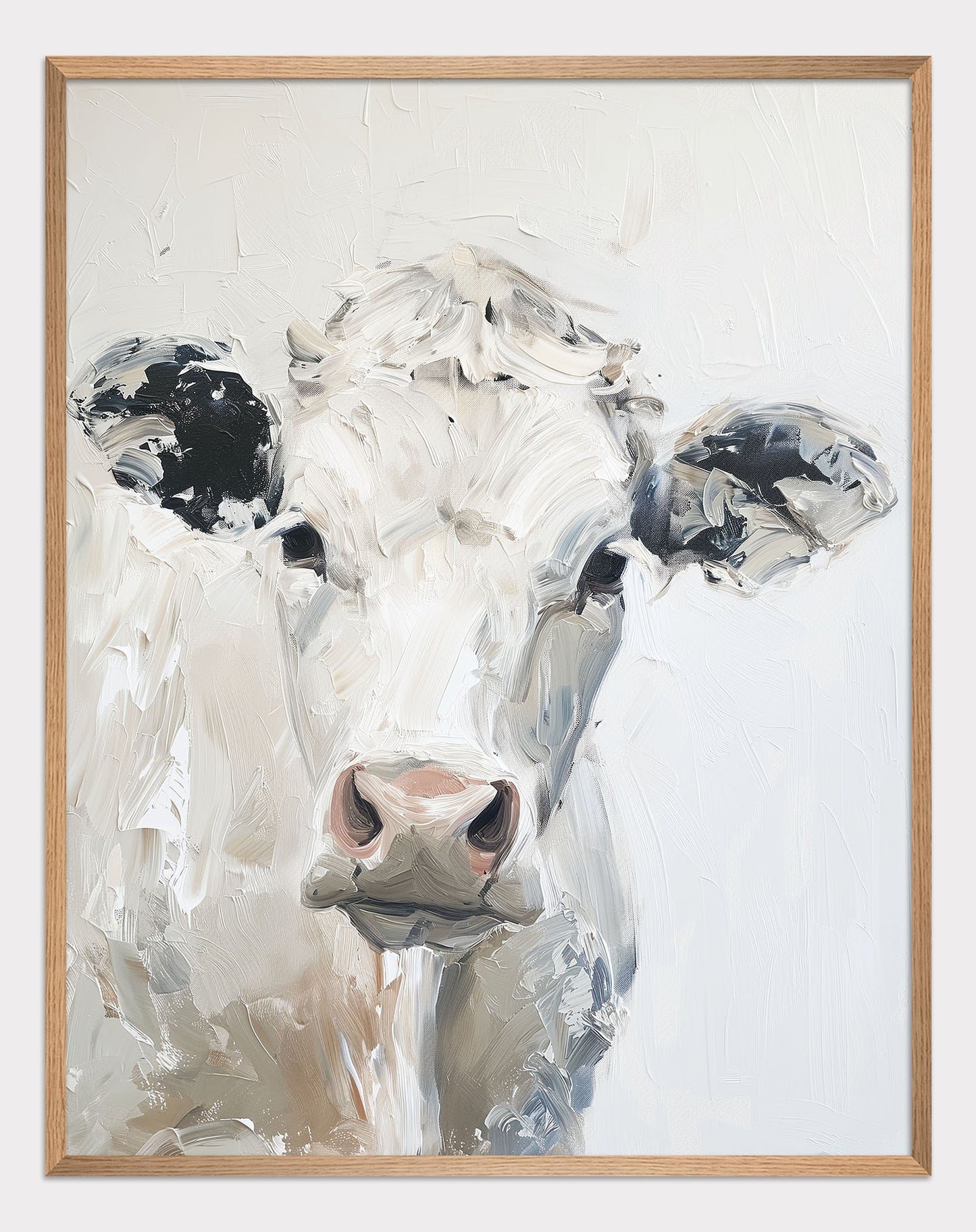 White Cow Oil Painting Poster