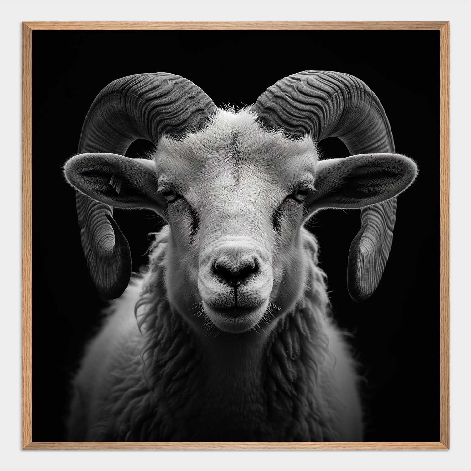 Black and white portrait of a ram Poster.