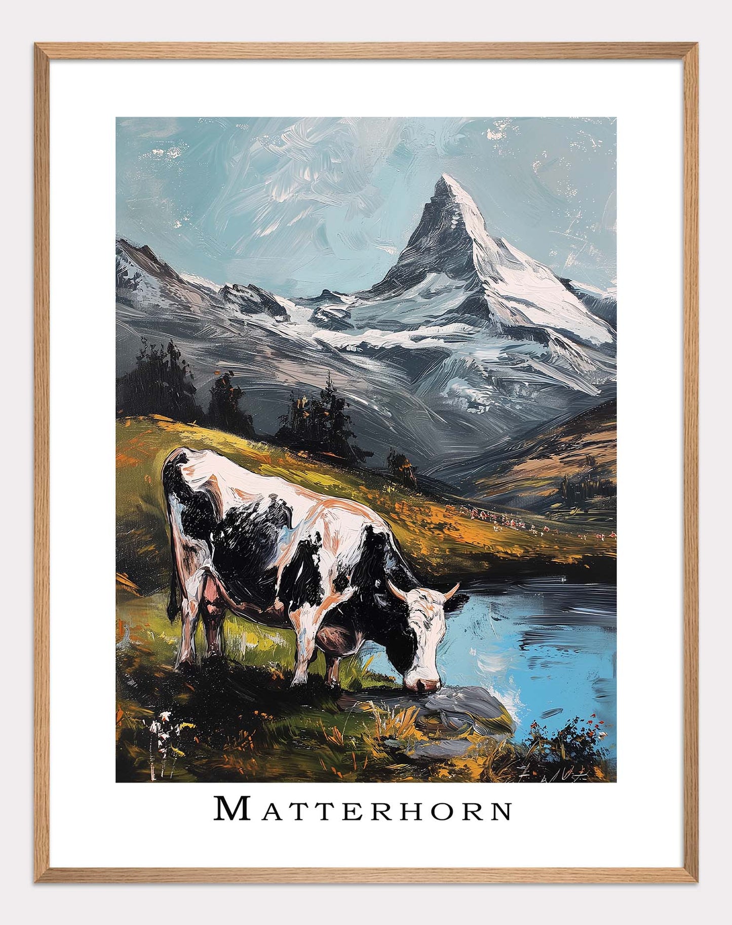 Cow in the Meadows of Mount Matterhorn Poster