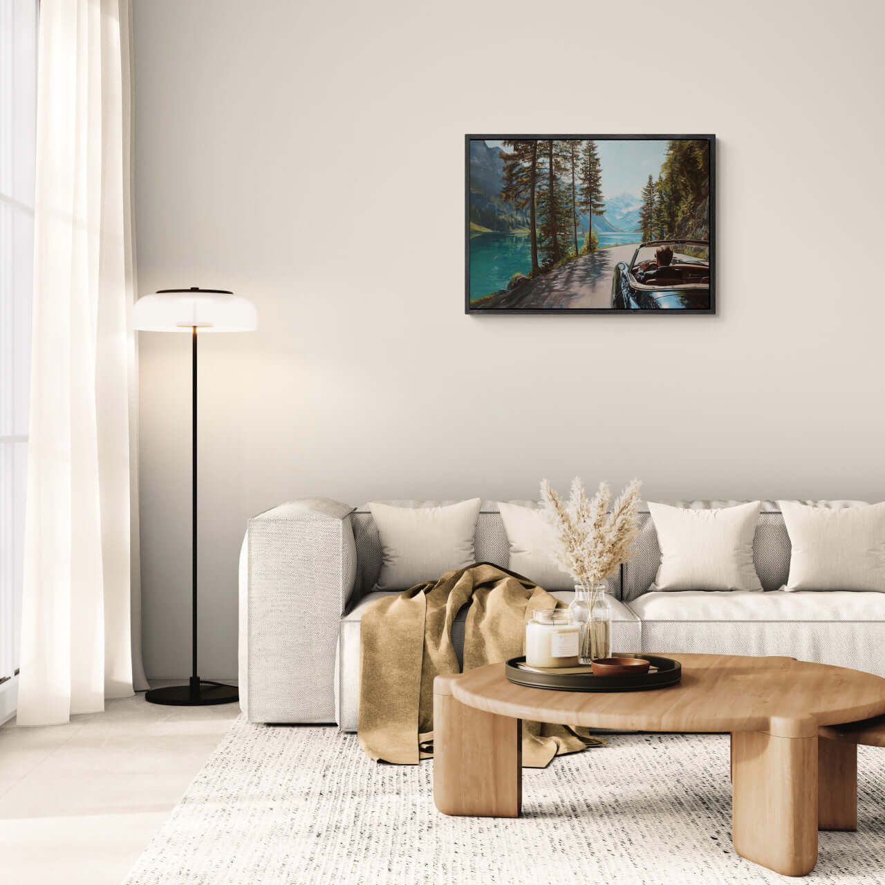 Gentleman’s Alpine Drive – Poster displayed in a modern living room with minimalist decor.