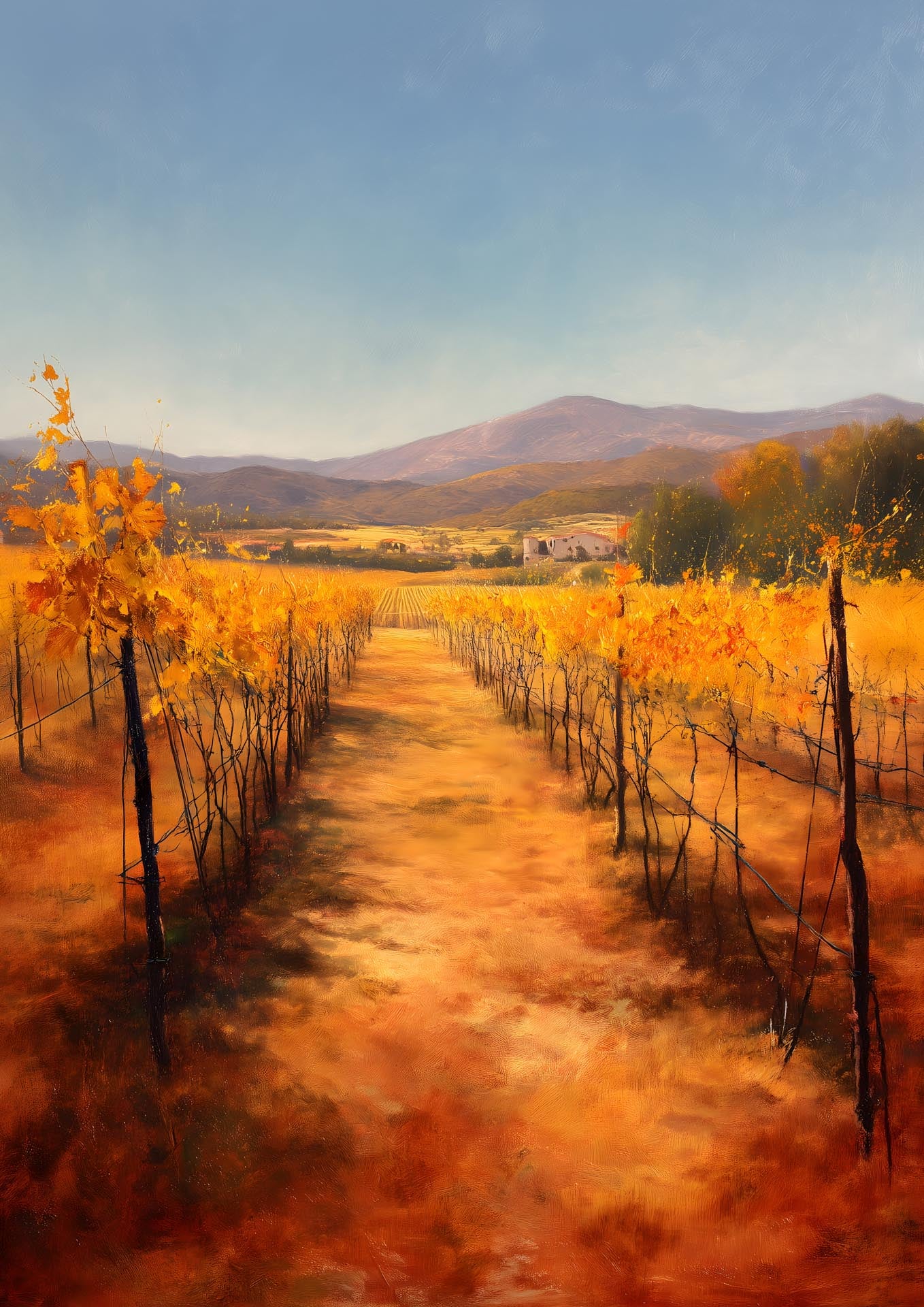 Golden Rows, Autumn Vines - Poster