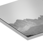 Highland Cow Peaks – Alu-Dibond wall art featuring a black-and-white alpine landscape with mountain peaks.