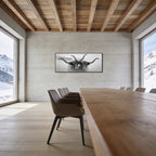 Horned Alpine Duo – Alu-Dibond wall art displayed in a modern interior with mountain views, perfect for wall decor.