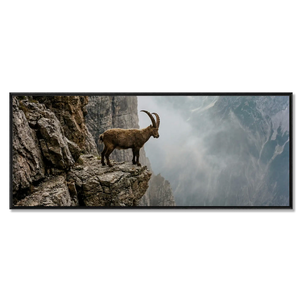 Steinbock am Rande der Schlucht
