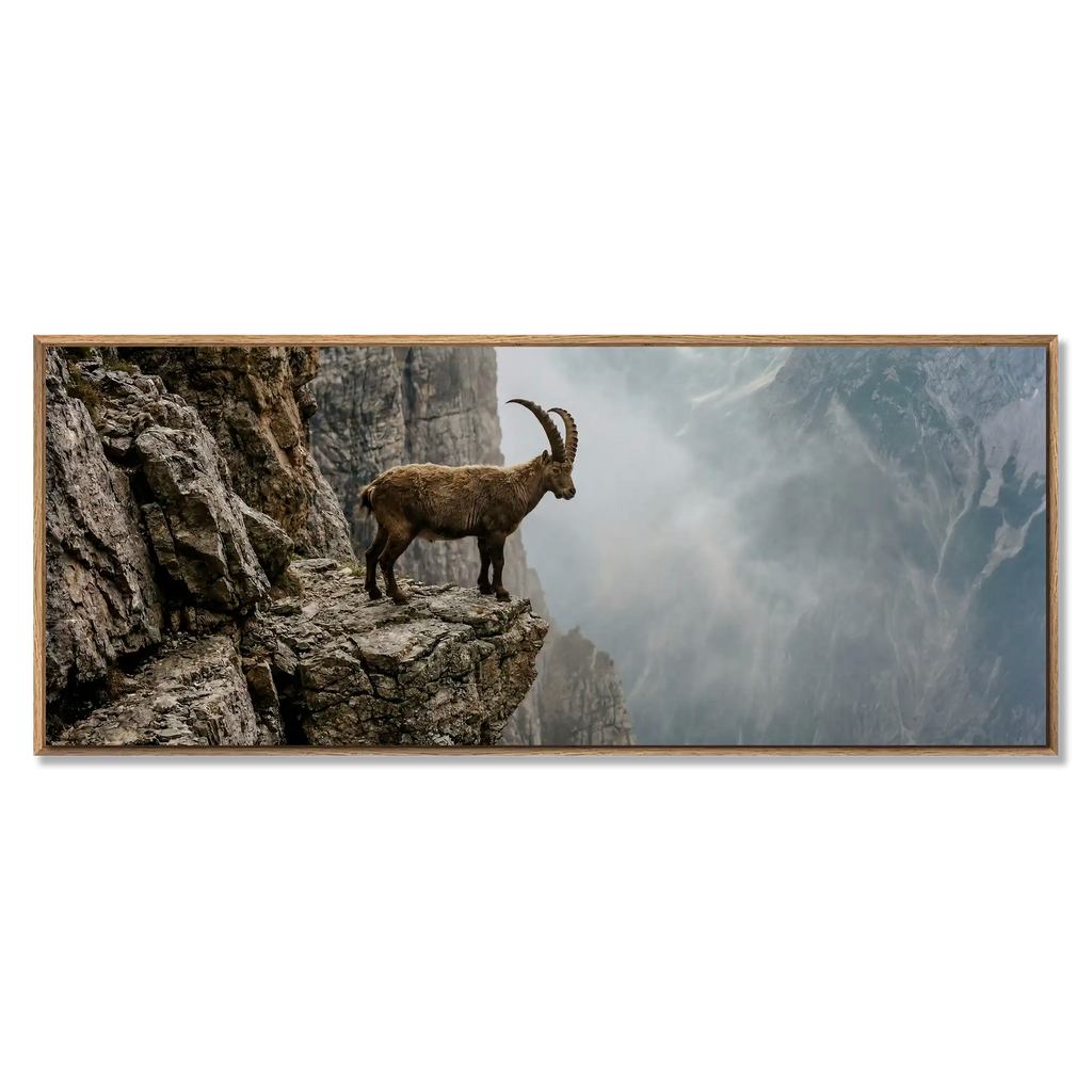 Steinbock am Rande der Schlucht