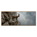 Ibex at the Edge of the Gorge, a large alpine wall art XXL featuring a majestic ibex on a rocky ledge.