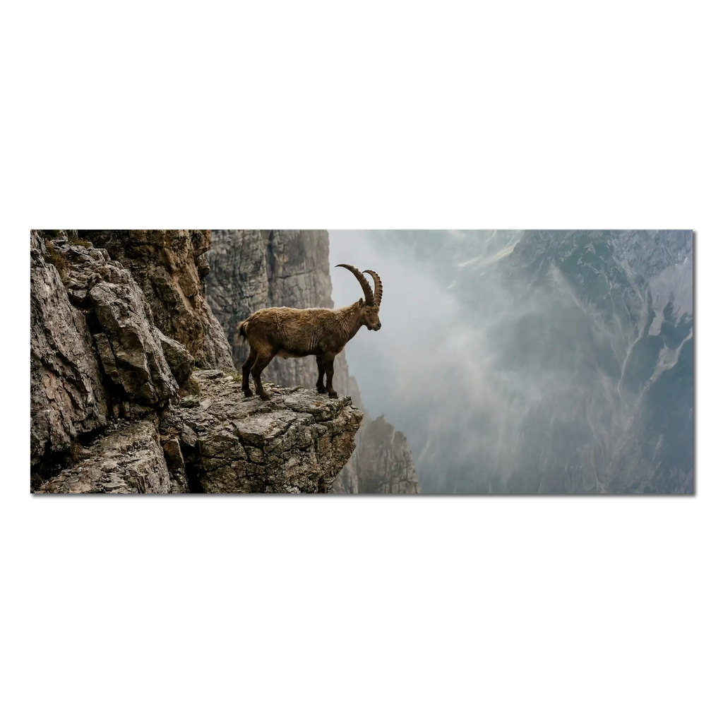 Steinbock am Rande der Schlucht